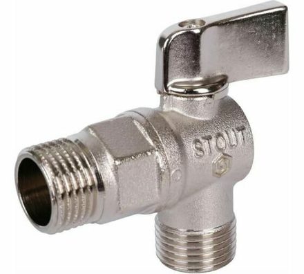 Кран санитарный шаровой угловой для бытовой техники Stout Ду 15 (1/2")